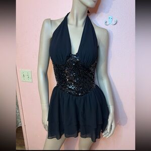 Windsor Black Sequin Halter Mini Dress | Open Back Party Dress | S & M